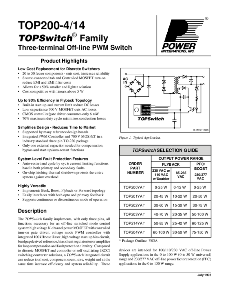TOPSwitch Family Data Sheet TOPSwitch Family Data Sheet