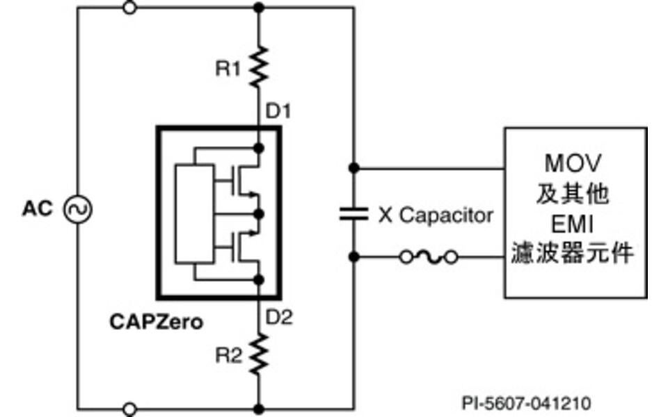 CAPZero 圖 1:典型應用 - 非簡化電路。