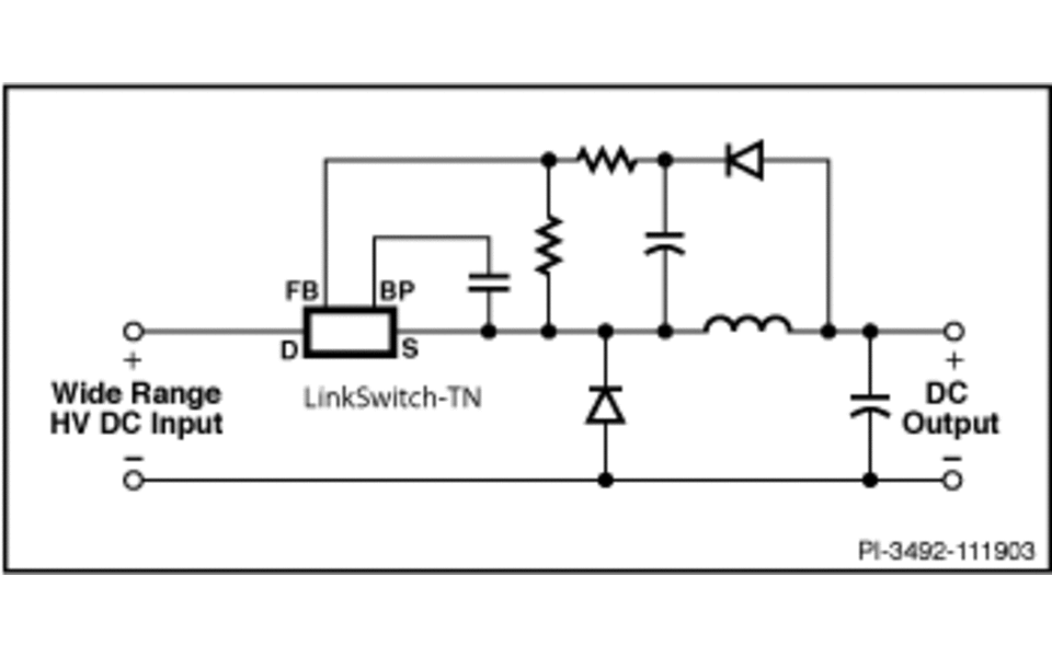 LinkSwitch-TN 標準的な降圧型コンバータ アプリケーション