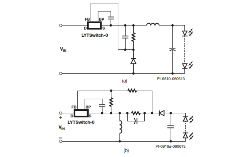 LYTSwitch-0 Schematic Typical Application Schematic (a) Buck, (b) Buck-Boost.